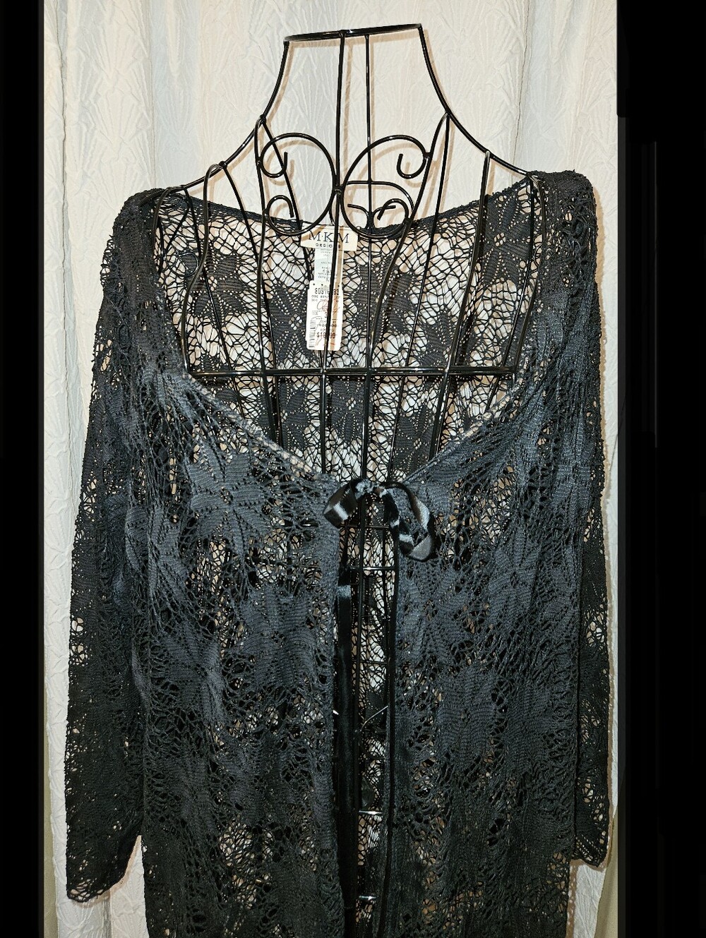 MKM Designs Black Crochet Lace Kimono